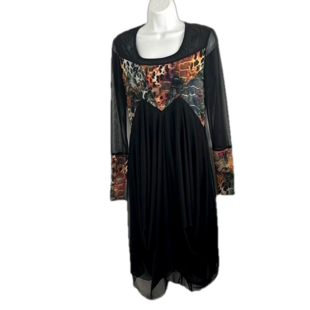 Joseph Ribkoff Black Goth-Style Sheer Dress Women's Size 8